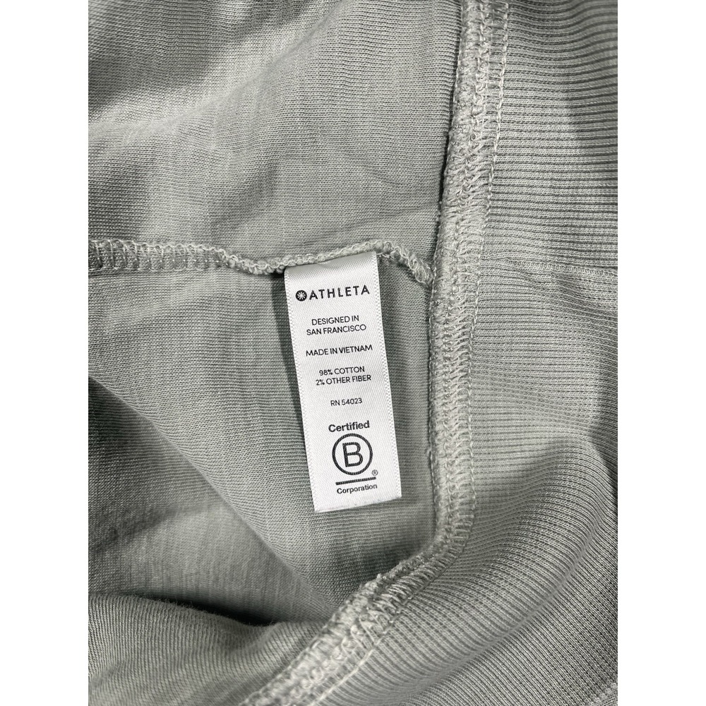 Athleta Womens Medium Green Full Zip Hoodie Cotton Blend Raglan Sleeve Jacket - Picture 7 of 10